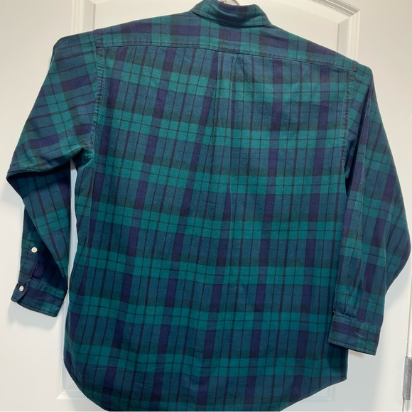 Vintage Ralph Lauren Mens Blaire Plaid Shirt Large Cotton L/S Preppy Green Blue - Picture 2 of 10